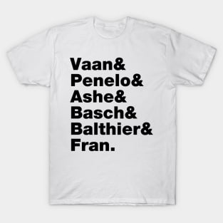 Final Fantasy 12 Characters (Black Text) T-Shirt